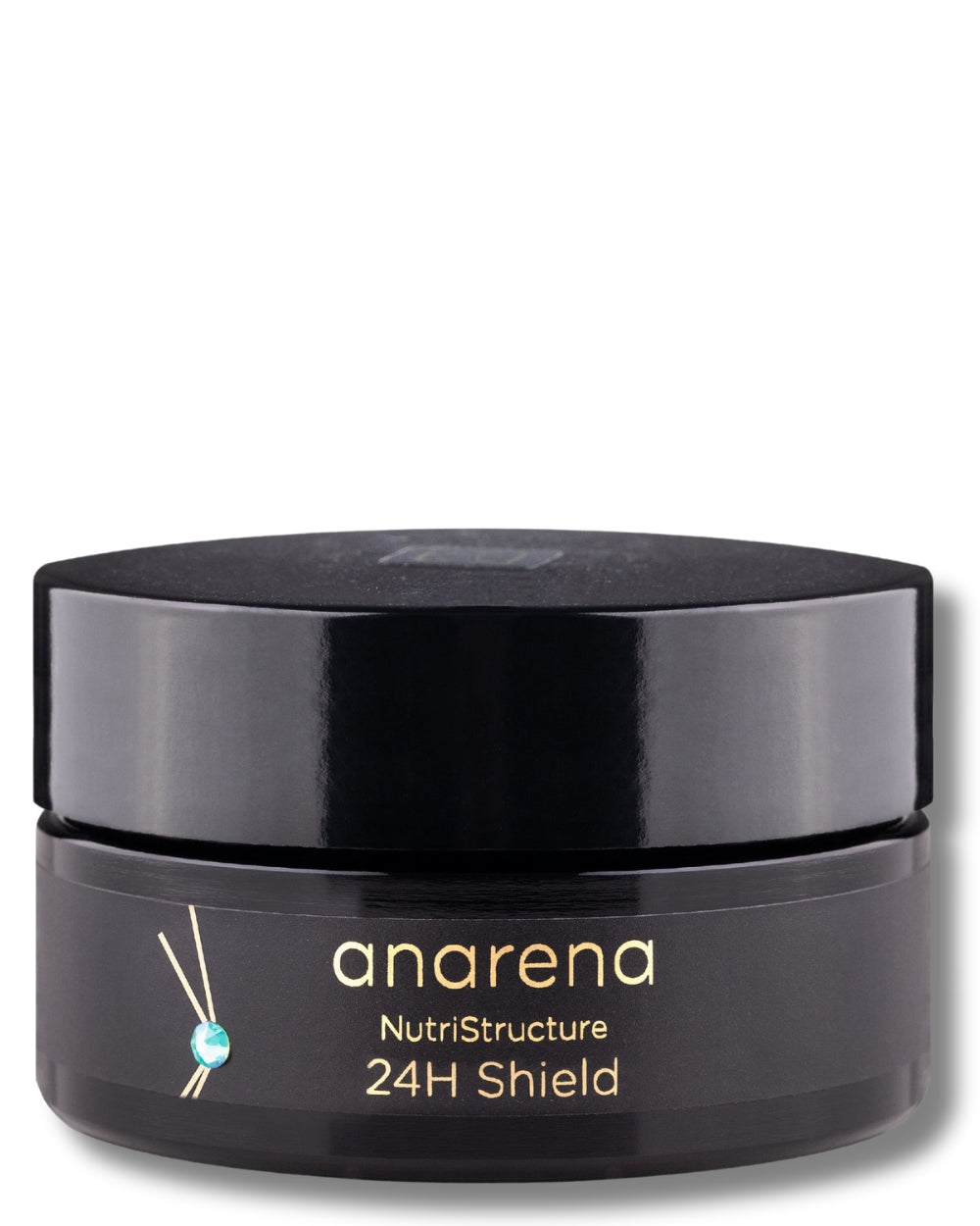 Anarena 24h Shield – schützende Feuchtigkeitscreme in einer hochwertigen schwarzen Verpackung mit goldenen Details.