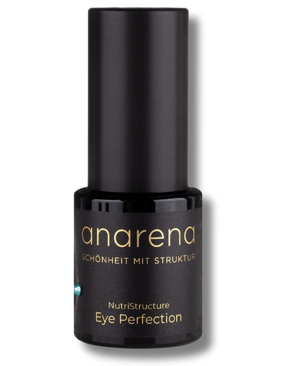 Anarena Eye Perfection – luxuriöse Augenpflege in einer eleganten schwarzen Flasche mit goldenen Akzenten.