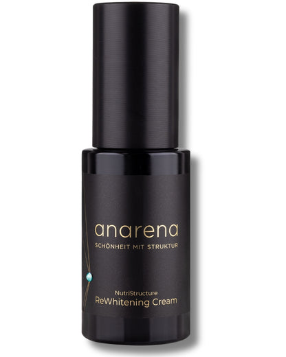 Anarena Rewhitening Cream – aufhellende Gesichtscreme in einer hochwertigen schwarzen Verpackung mit goldenen Details